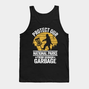 Human Garbage Funny Bigfoot Disc Golf Sasquatch Gift Tank Top